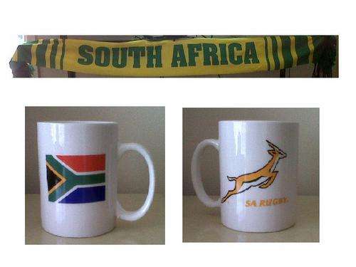 Last one!!!! Support the BOKKE!! -  TWO SOUTH AFRICA scarves, SA Rugby MUG. FREE sunprotector