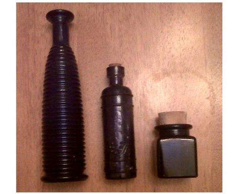 For the glass bottle collector - 3 beautiful blue glass bottles.