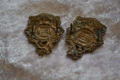 Pair of Army Service Corps collar badges, brass type.