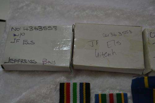 Full Size SAPS medal group of 4 to W/O J.F. Els. With issue boxes.