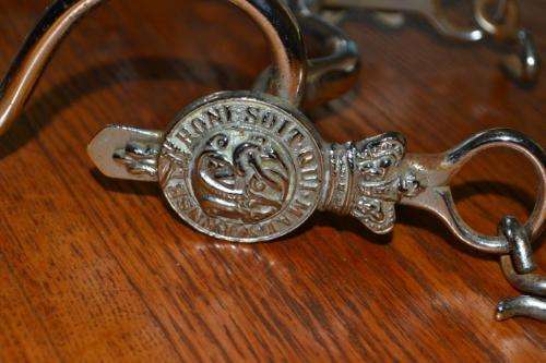 Boer War Horse Bit with Original Badges. Item has been Chromed.
