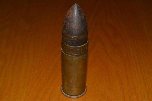 Boer War deactivated Pom Pom. Unmarked shell. Looks to have been cut.