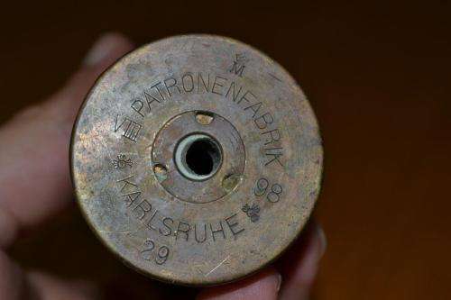 Boer War Pom Pom. Deactivated with marks for Patronenfabrik Karlsruhe 1898. Crack to casing