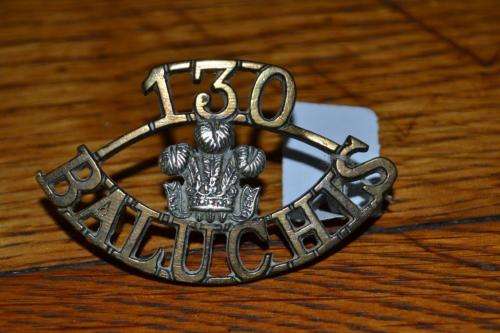 Indian 130th King George's Own Baluchis (Jacob's Rifles) shoulder title. Lugs intact.