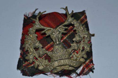 British Gordon Highlanders Cap Badge. Lugs intact but bent.