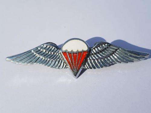 South African Parachute Free Fall Wing Chrome metal wing with enamel.