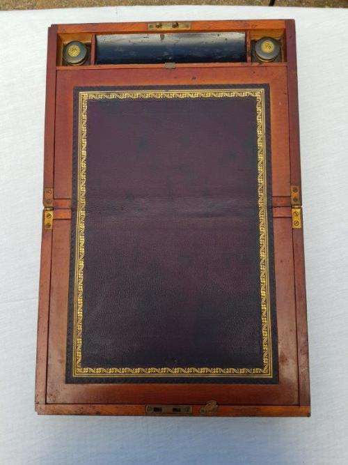 Beautiful Writing slope with Original ink bottles. Needs some work to outside.