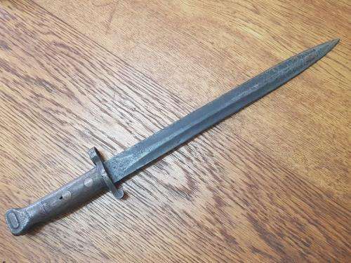 British Pattern 1888 Bayonet. No sheath and blade is pitted. MK1 type 2.