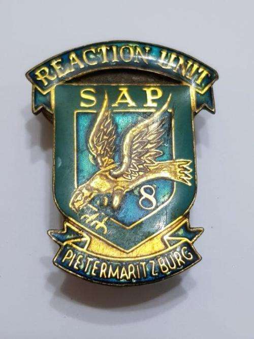 Reaction Unit 8 Pietermaritzburg badge. For Kurt.