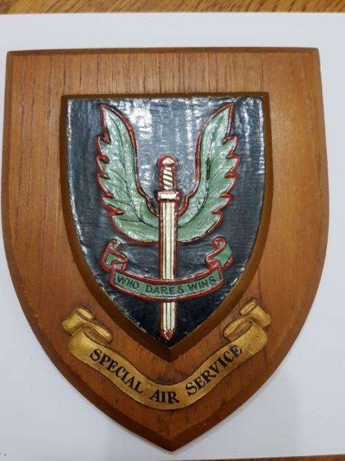 SAS Special Air Service Plaque. British made with members name on the back.