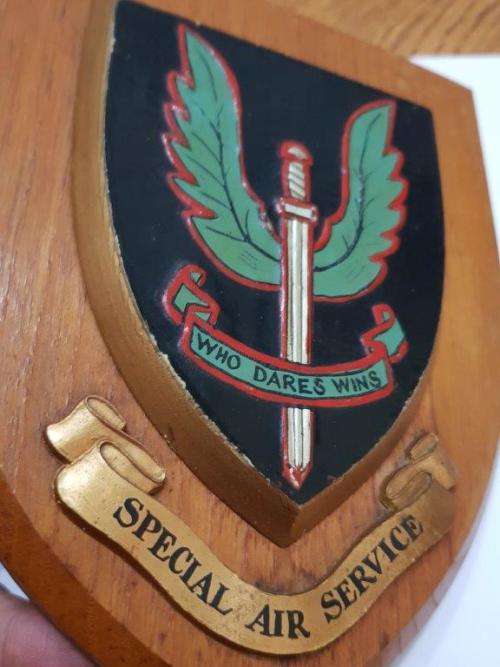 SAS Special Air Service Plaque. British made with members name on the back.