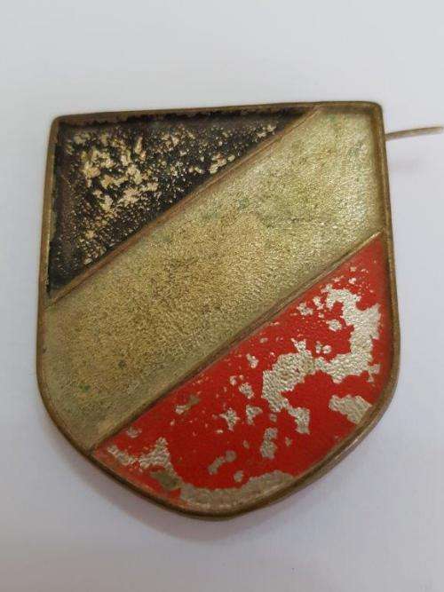 German WWII Tri colour Helmet shield.