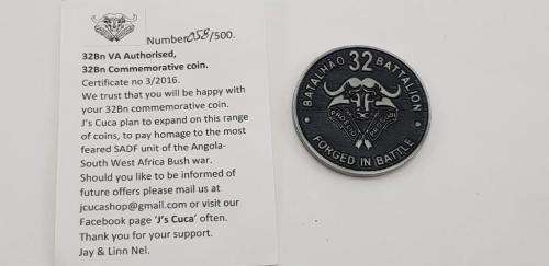 32 Battalion Medallion Challenge coin. Numbered