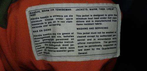 SADF Tankers Jacket. Size Large.