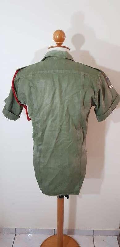 Rhodesian Olive Green Shirt with Badges and Women's Services Lanyard.