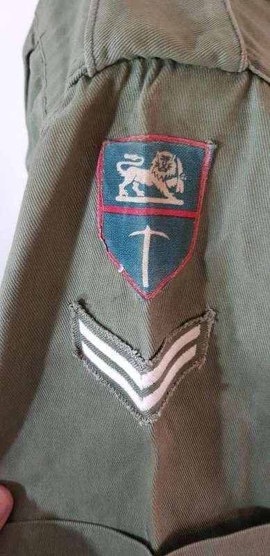Rhodesian Olive Green Shirt with Badges and Women's Services Lanyard.