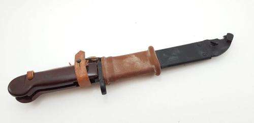 AKM Bayonet with Red Bakelite Grip. Perfect Unused Condition. Romanian Made.