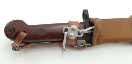 AKM Bayonet with Red Bakelite Grip. Perfect Unused Condition. Romanian Made.