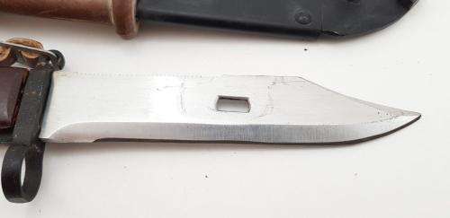 AKM Bayonet with Red Bakelite Grip. Perfect Unused Condition. Romanian Made.