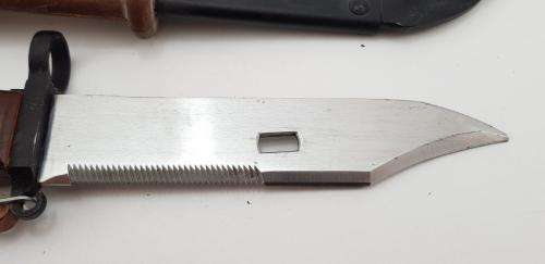 AKM Bayonet with Red Bakelite Grip. Perfect Unused Condition. Romanian Made.