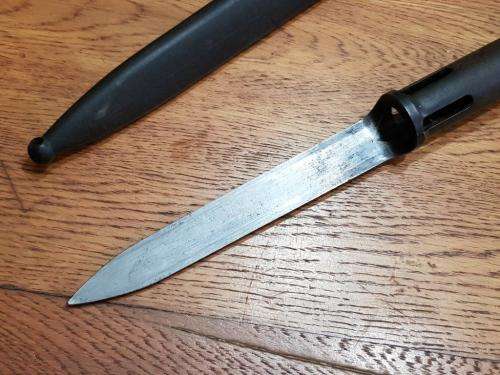 FN/R1 Bayonet with plastic scabbard. Union markings.
