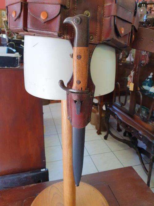 German WWI Ks98 Sawback bayonet and chest rigging.