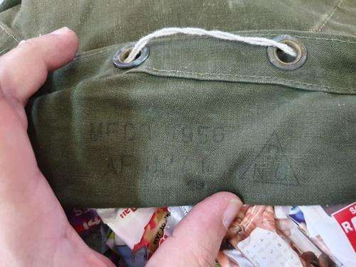 Rhodesia and Nyasaland Government Army Backpack as used in Malaya. One strap missing.