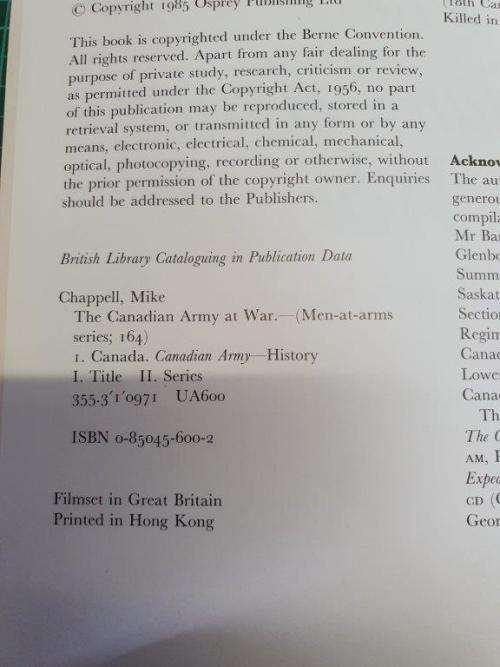 The Canadian Army at War by Mike Chappel