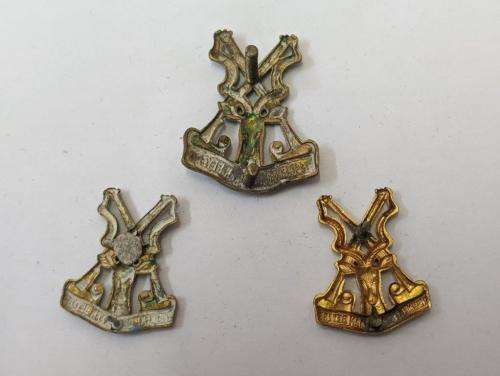 South African Regiment Christiaan Beyers cap and collar badges. Cap one post cut and one collar.