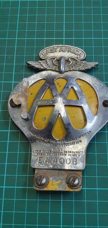 Royal East African Automobile Association Bumper Badge. Small Front section loose.