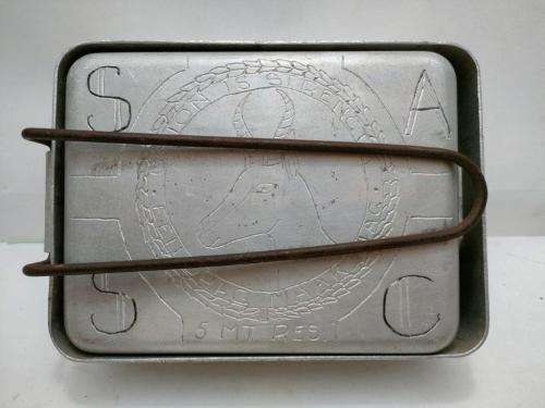 WWII Aluminum Dixie carved by bored troop/POW. SASC