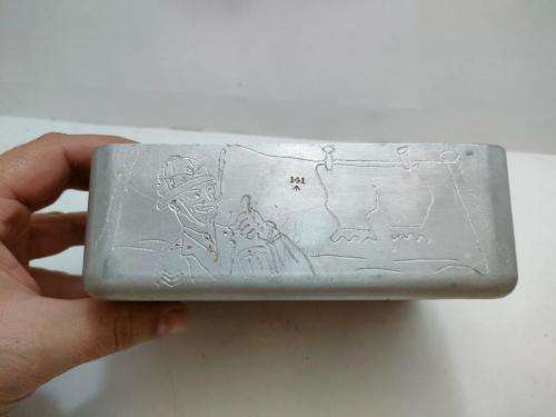 WWII Aluminum Dixie carved by bored troop/POW. SASC