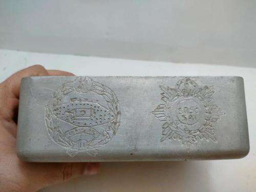 WWII Aluminum Dixie carved by bored troop/POW. SASC