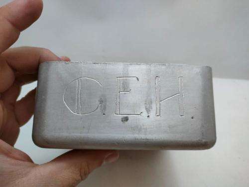 WWII Aluminum Dixie carved by bored troop/POW. SASC