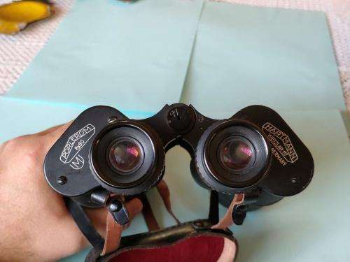SADF Hartmann Porlerom 8x60 military binoculars with Military markings. Optics are clear.