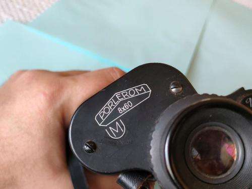 SADF Hartmann Porlerom 8x60 military binoculars with Military markings. Optics are clear.