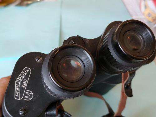 SADF Hartmann Porlerom 8x60 military binoculars with Military markings. Optics are clear.