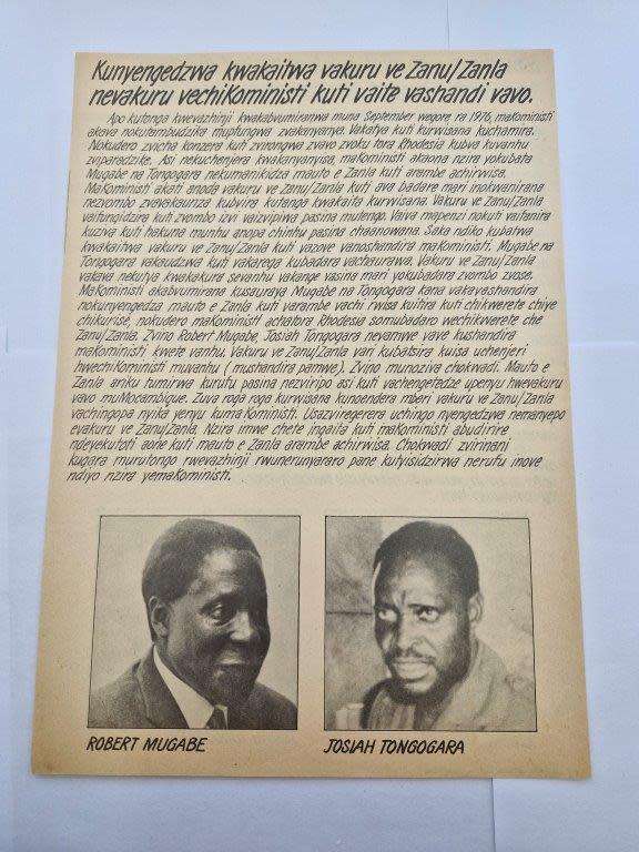 Original Rhodesia Communist Propaganda leaflet 3 A4 double sided.