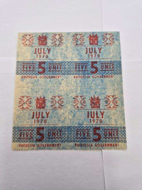 Original Rhodesian July 1970 Petrol Coupons.