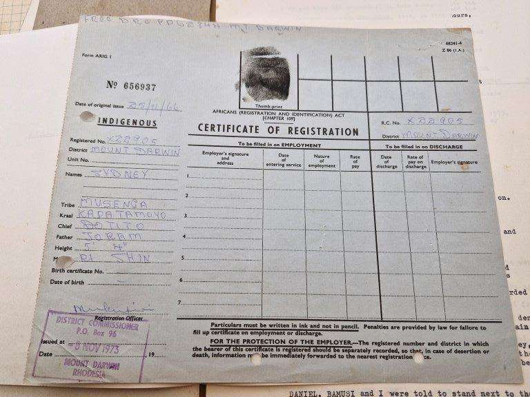 Original Rhodesian BSAP Docket for robbery and abduction at Lismore Farm store in Mount Darwin