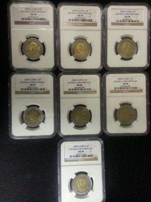 7 x Mandela 2008 R5 NGC AU58