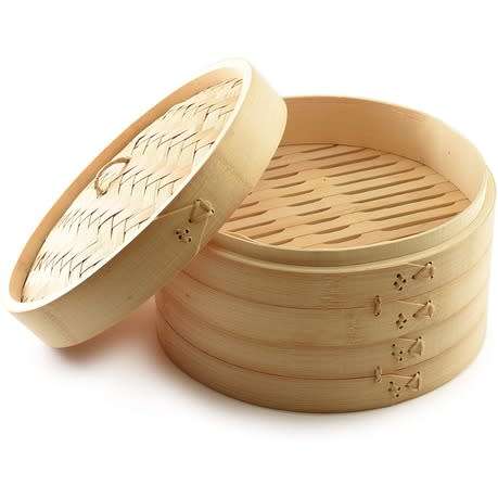 2Tier Bamboo Steamer with Lid