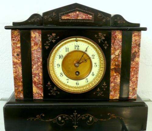 ANTIQUE MARBLE & SLATE MANTLECLOCK,WORKING! Pls see all images etc