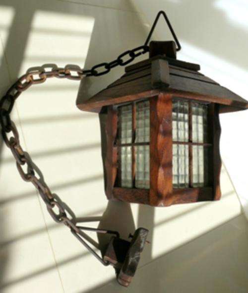 RUSTIC ANTIQUE LAMP WITH IRON CHAIN
