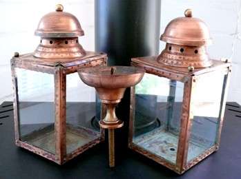 PAIR OF STUNNING ANTIQUE CARRIAGE COPPER LAMPS,Pls see all images etc.