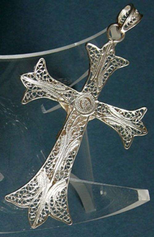 BIG VINTAGE FILIGREE SILVER CROSS,TWO DIFF.SIDES.STUNNING!