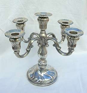 5 ARM CANDELABRA,SILVER PLATE