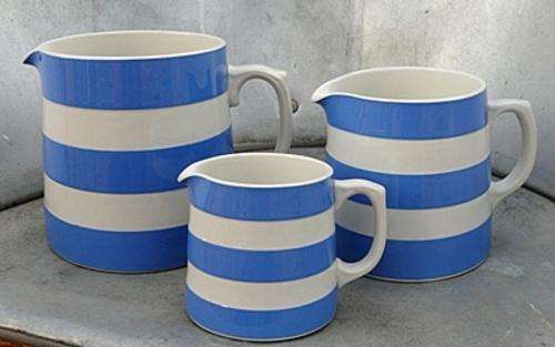 CORNISH KITCHENWARE,T.G.GREEN.3 POTS ,BLUE AND CREAM.EXCELLENT CONDITION