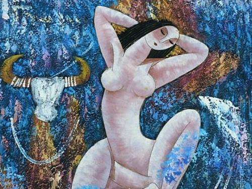 STUNNING! AND X-LARGE.MIX MEDIA ON CANVAS,SIGNED BY ARTIST