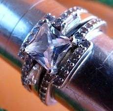 STUNNING 3 PIECE VINTAGE RING SET, STERLING SILVER AND CUBICS